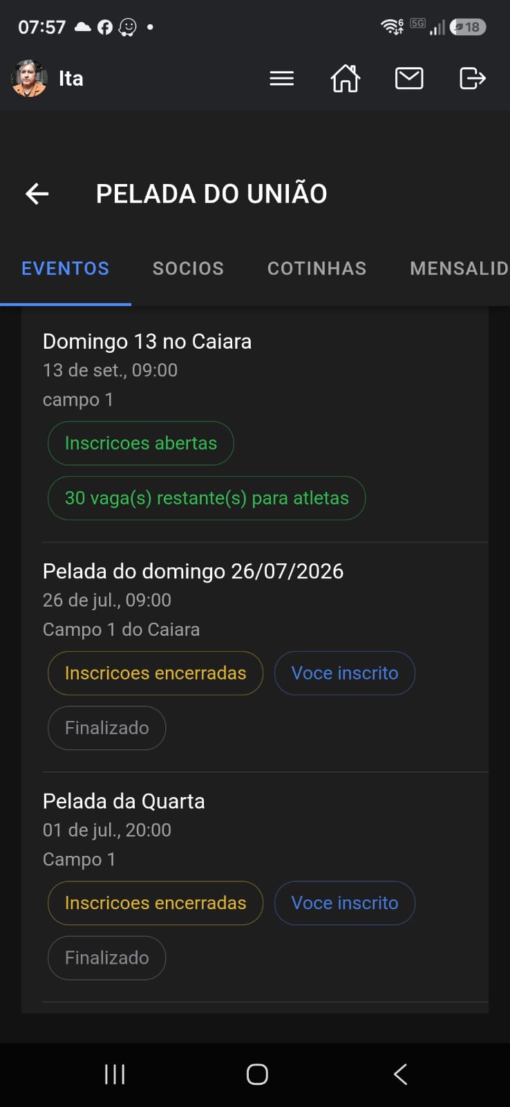 Detalhe da pelada