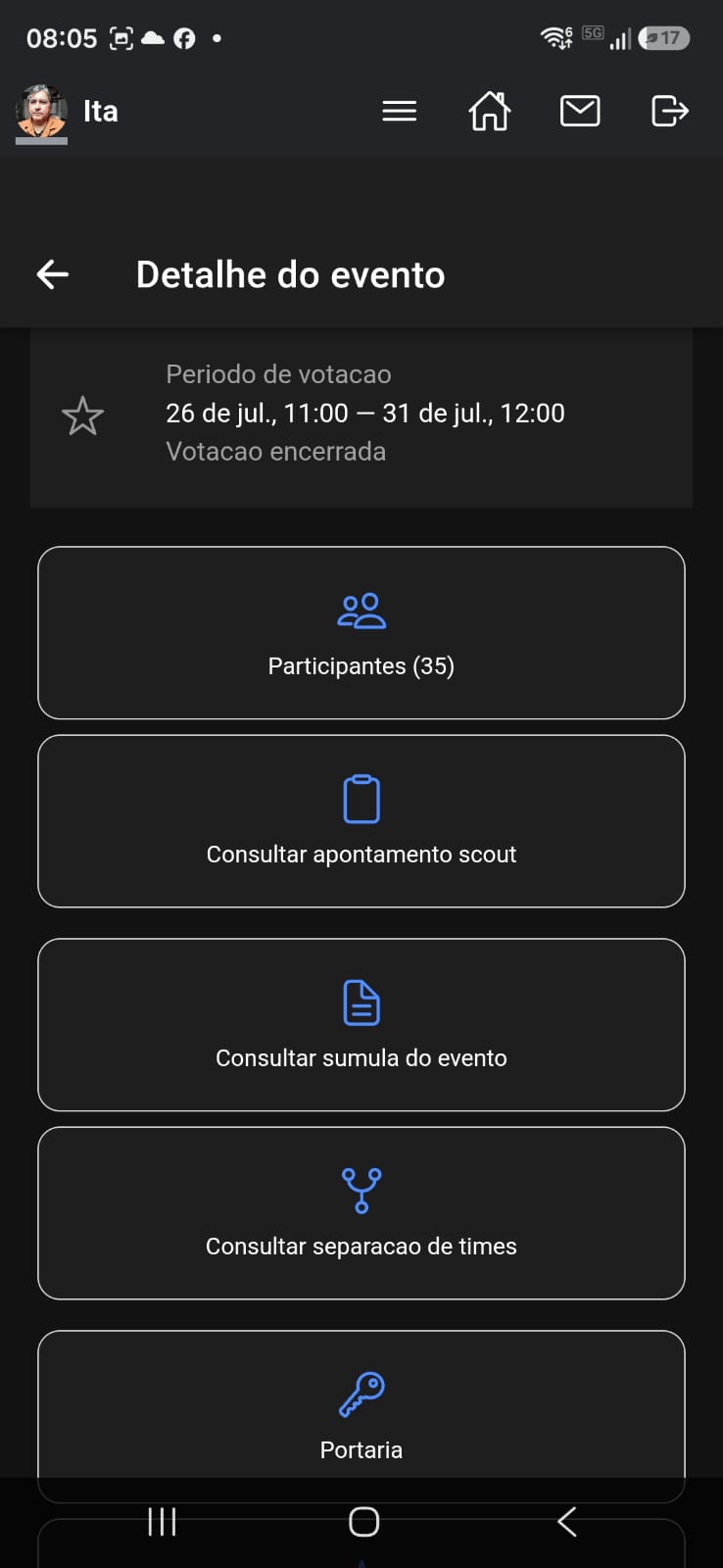 Detalhe do evento