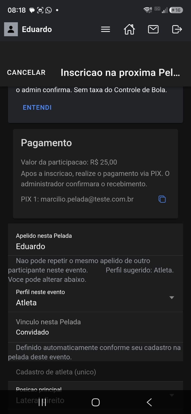 Inscrição e pagamento via PIX