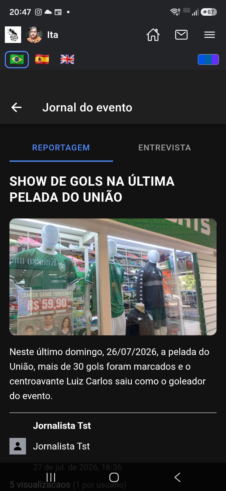 Jornal do evento — aba Reportagem