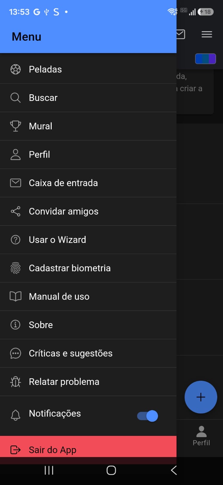 Notificação no aparelho após o aviso do app