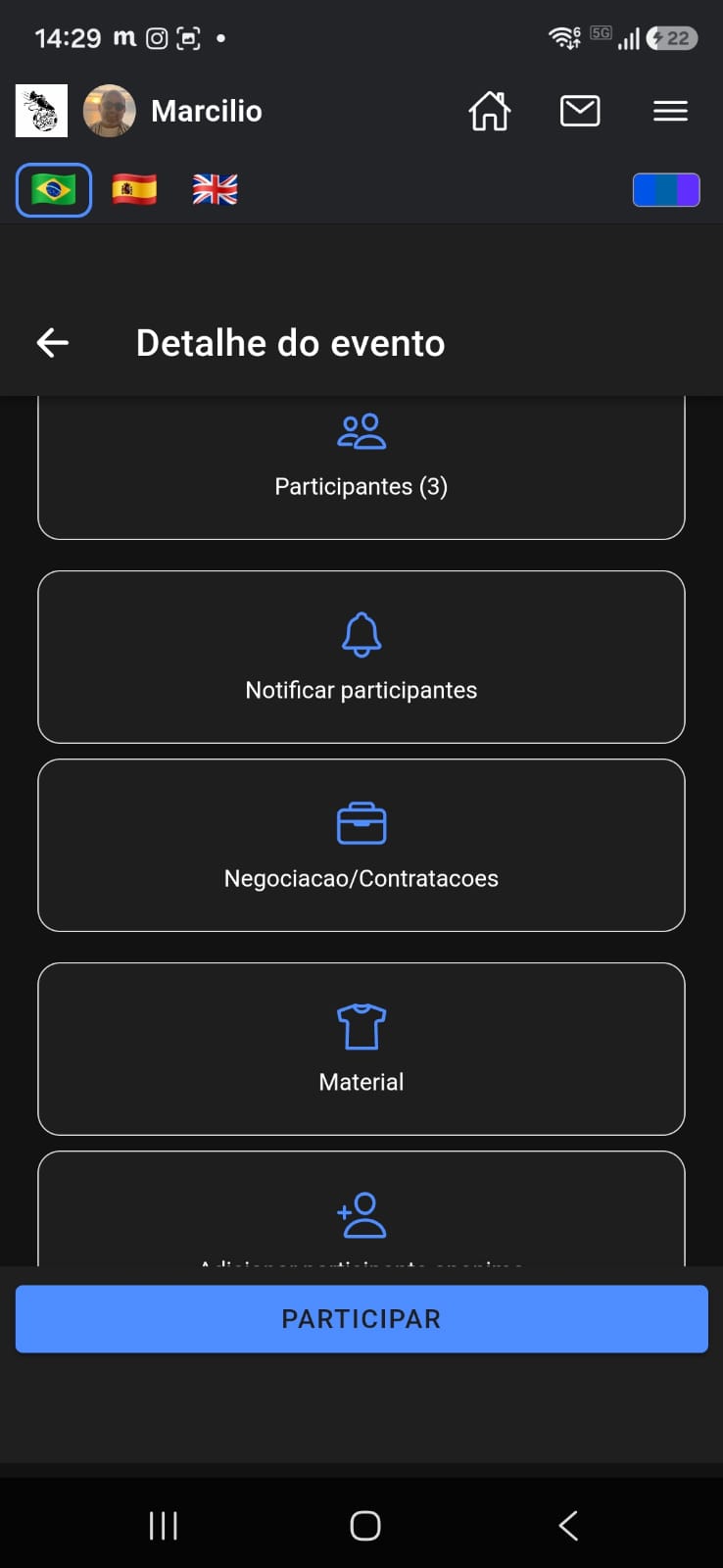 Opção Notificar participantes no detalhe do evento