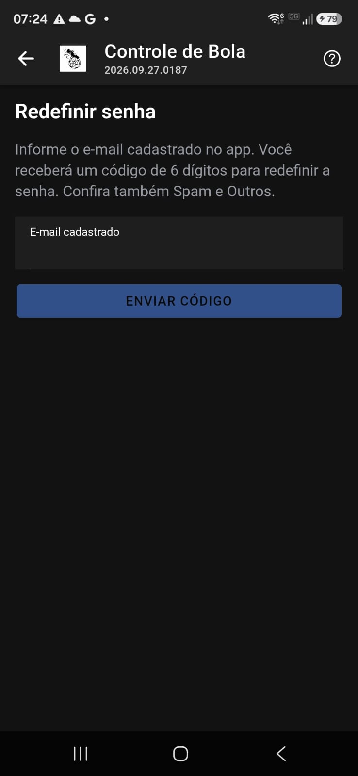 Esqueci minha senha: passo do código