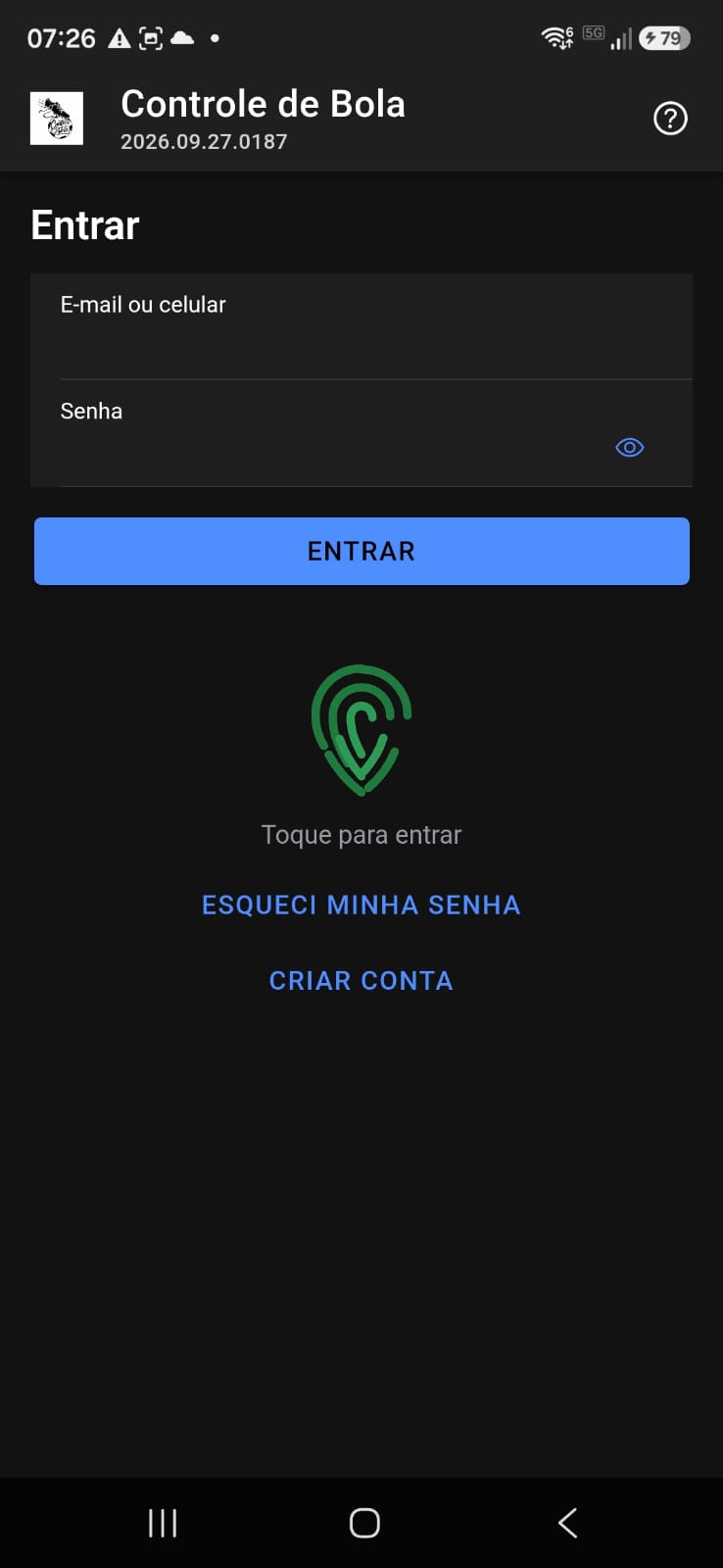Login com a opção de biometria