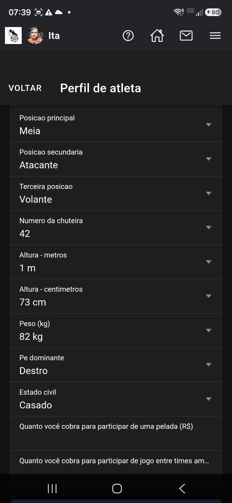 Montagem de perfil com chave Pix e Completar depois