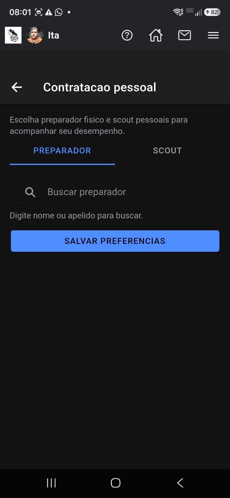 Contratação pessoal do atleta