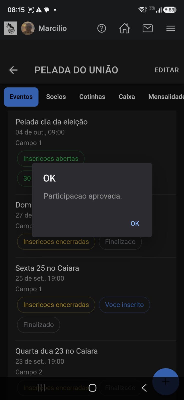 Apresentação de perfil: continuação da aprovação