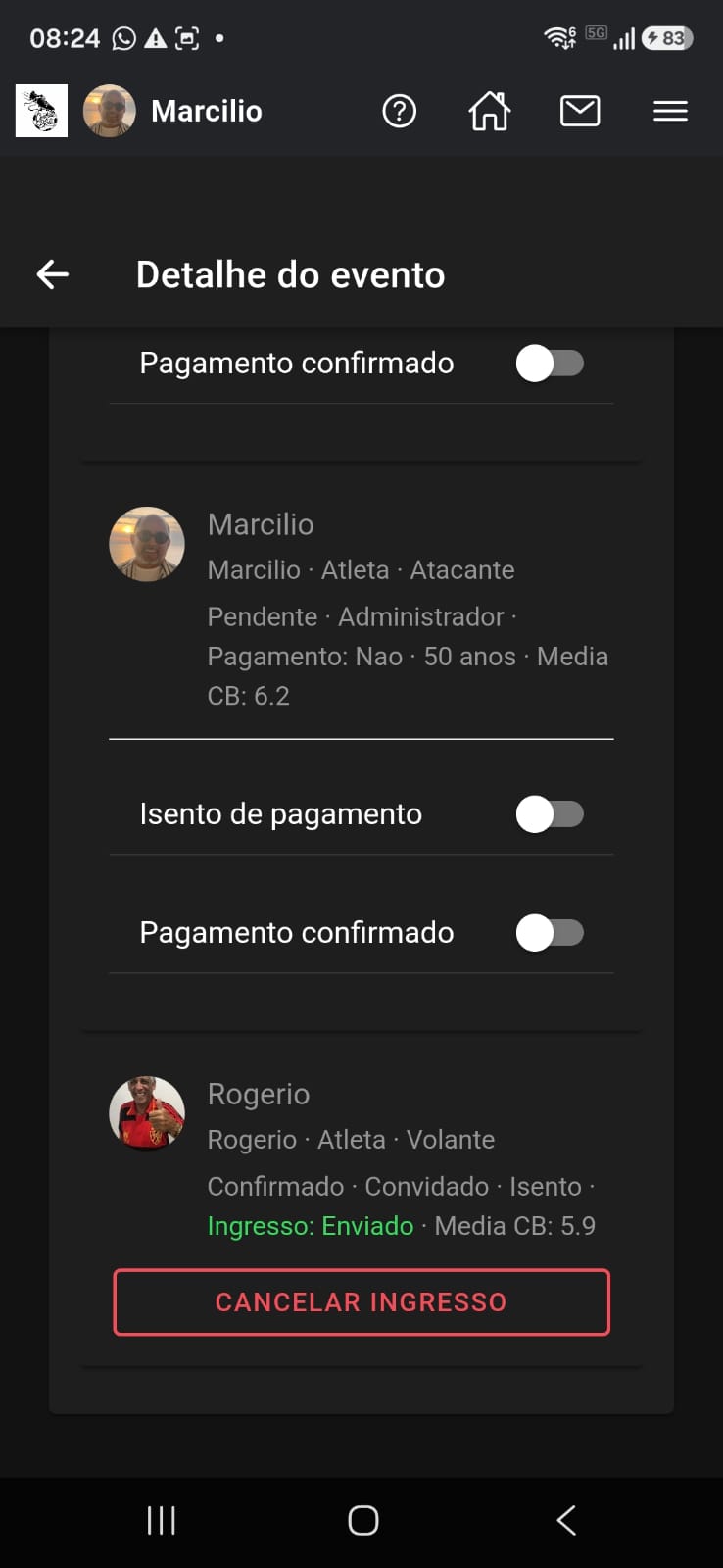 Ingresso QR do participante