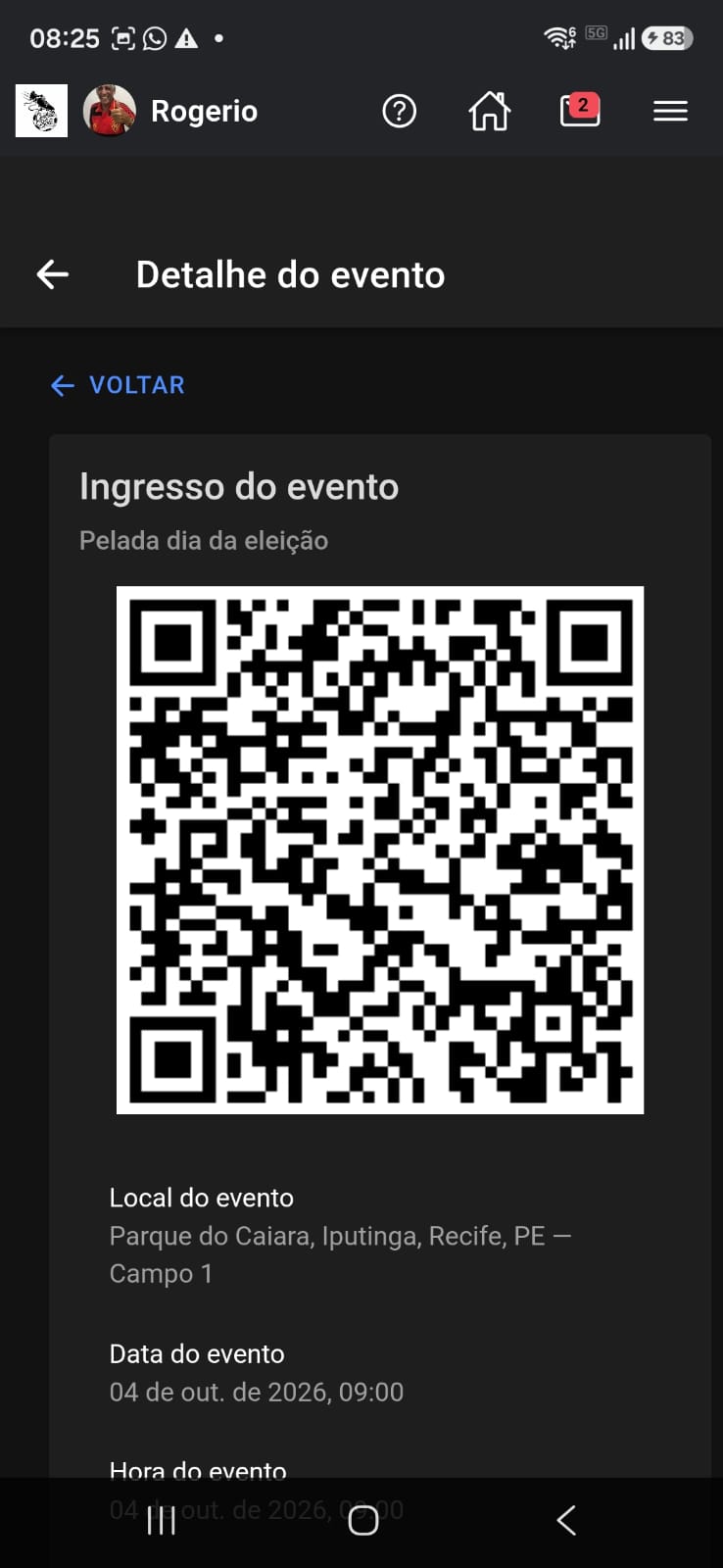 Ingresso QR: detalhes