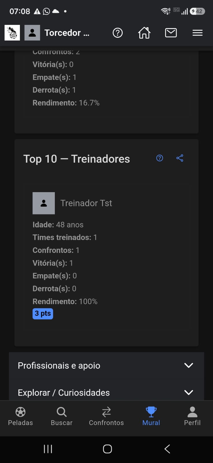 Painel do treinador