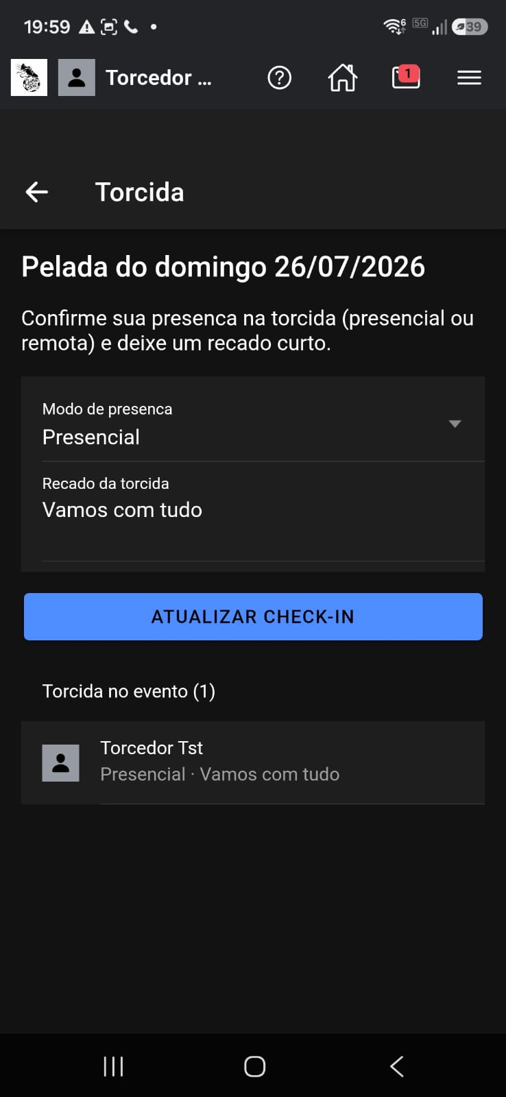 Check-in do torcedor