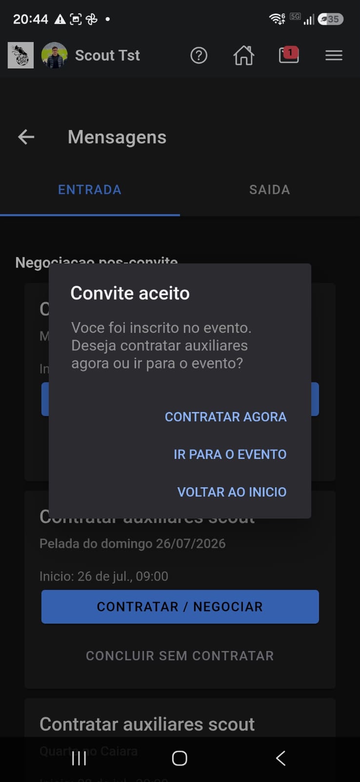 Contratação de auxiliares: scouts