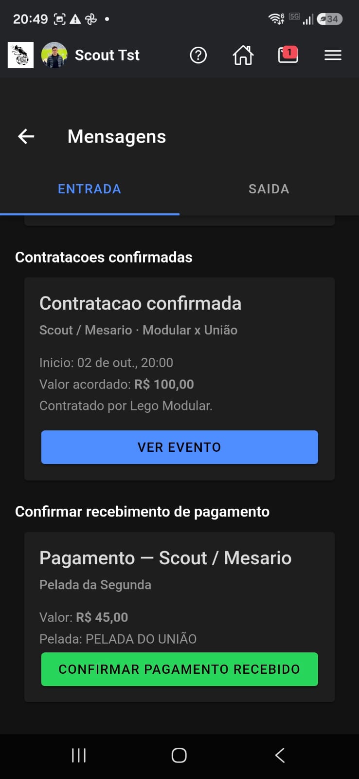 Caixa de entrada: contratações confirmadas
