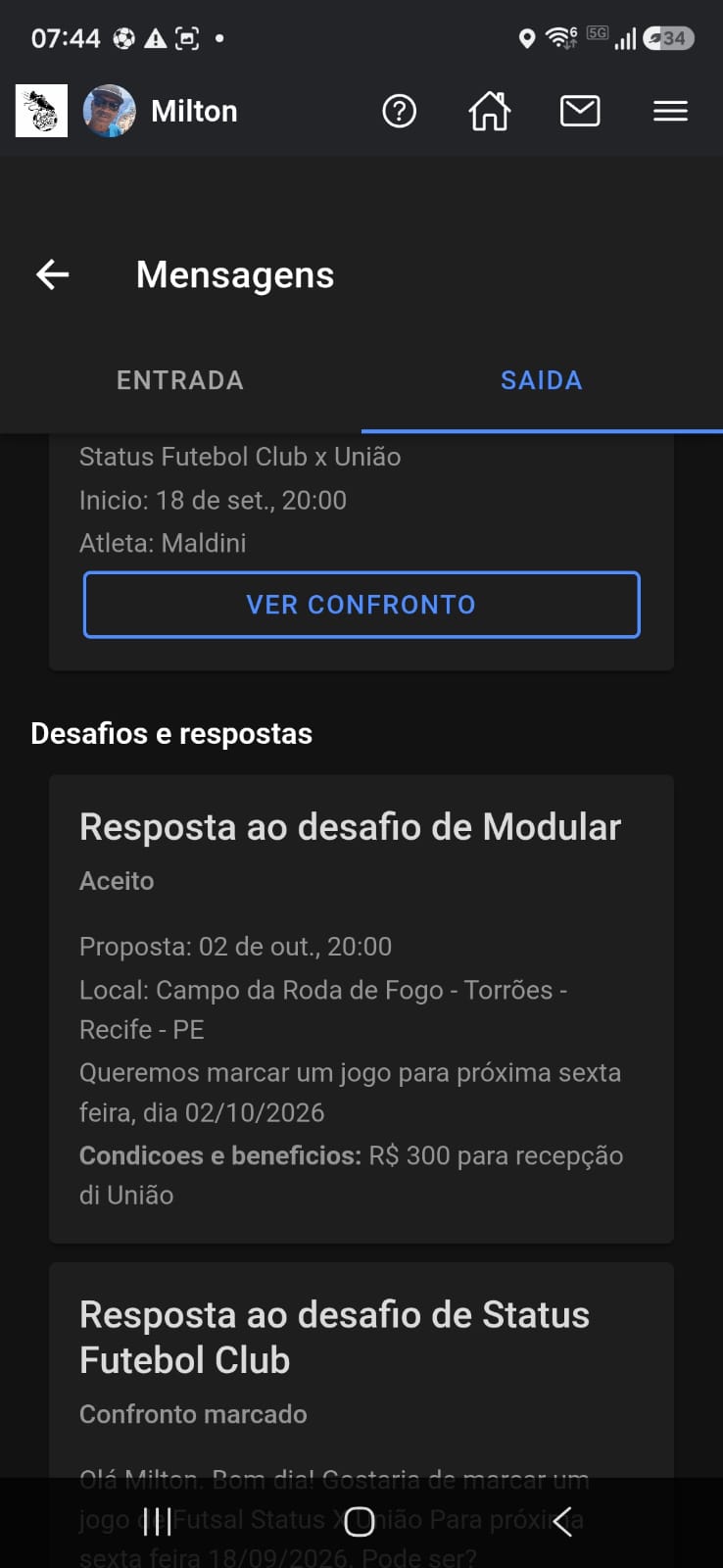 Alerta depois de confirmar o confronto: continuação