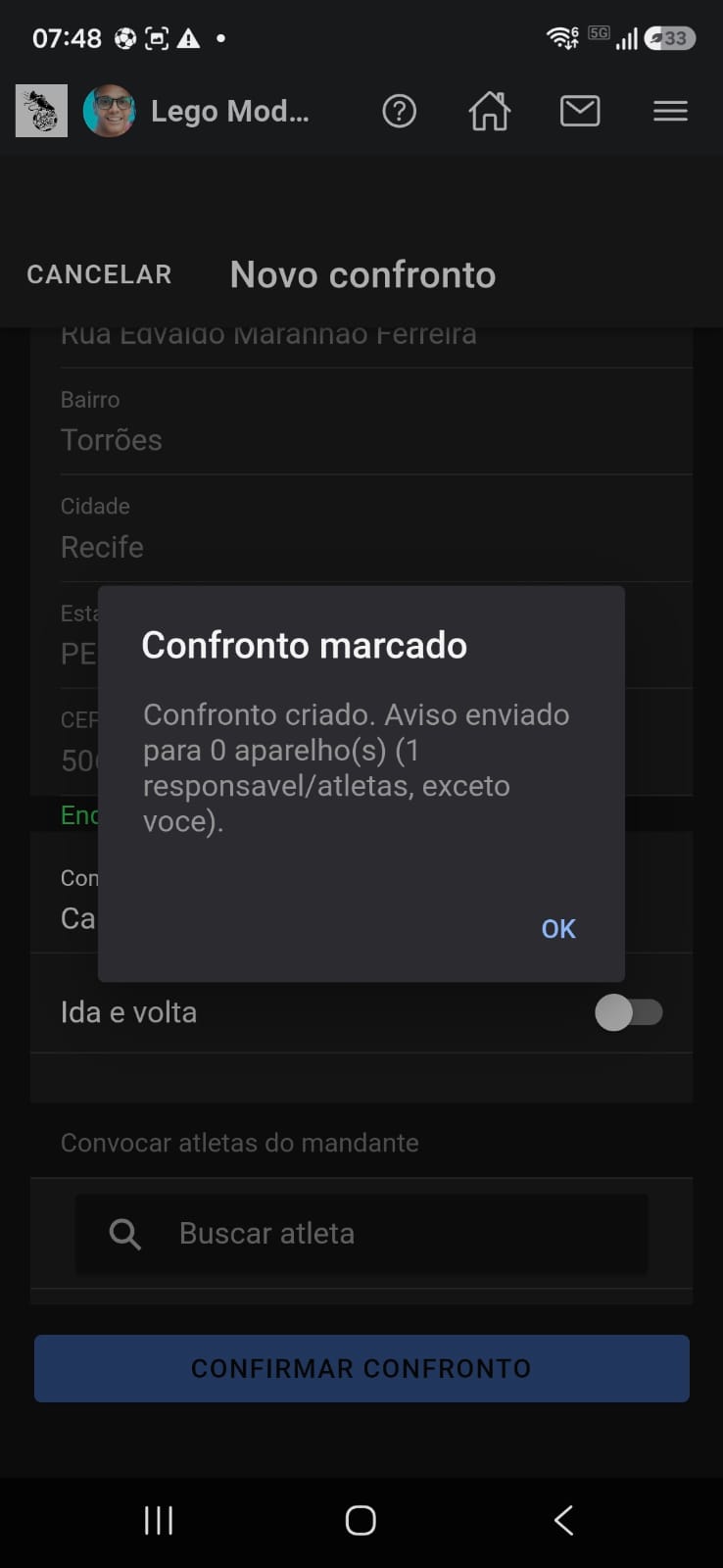 Alerta depois de confirmar o confronto