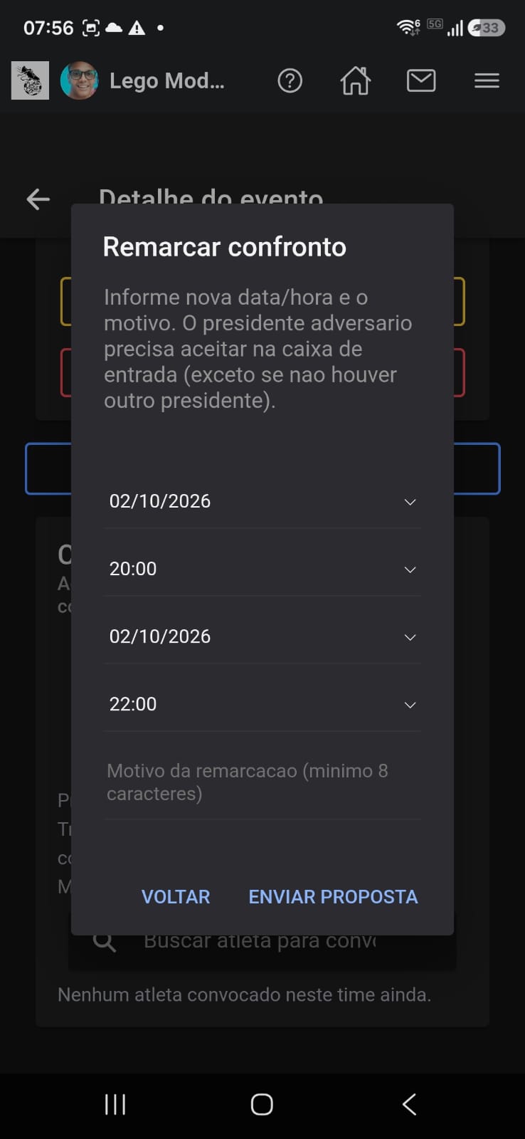 Remarcar confronto com motivo