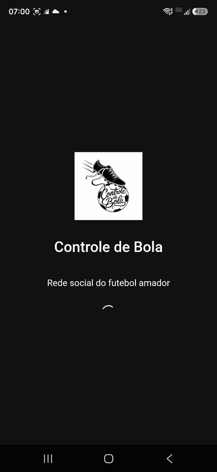 Tela inicial do Controle de Bola